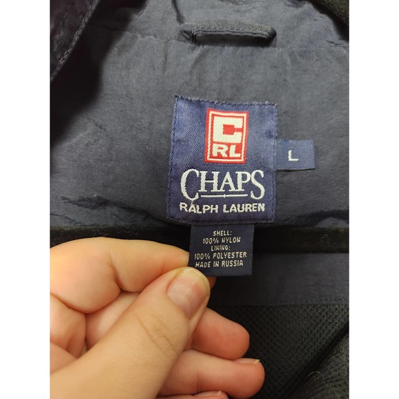 Chaps Ralph Lauren Mens Windbreaker Jacket Hooded Half‎ Zip Nylon Black L - Picture 3 of 5